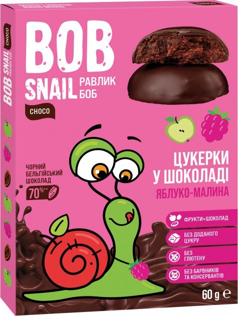 Натуральні цукерки Bob Snail Choсo Яблуко-малина 60 г